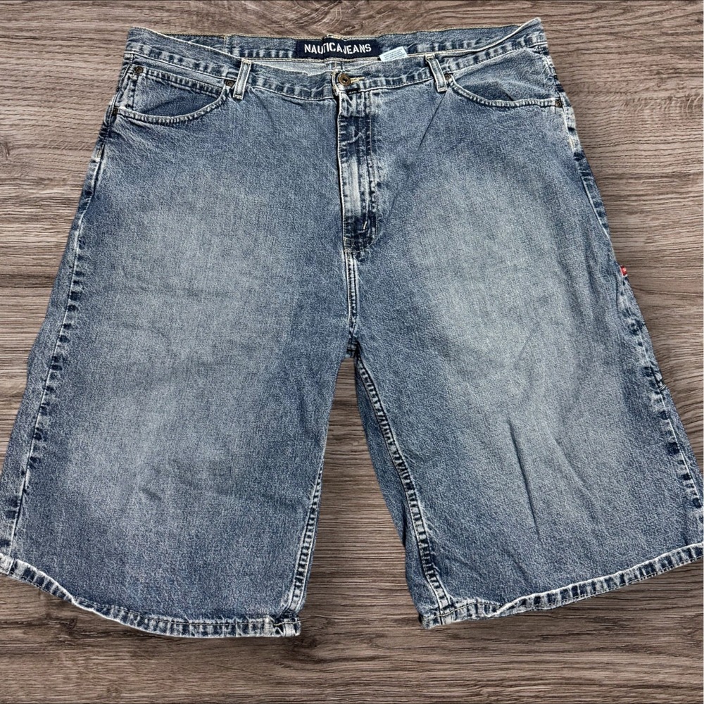Vintage Nautica Jean Shorts Men's 40 Mid Wash Denim Carpenter baggy 90s Skater